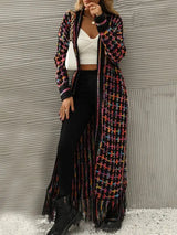 Women Tassel Color Block Maxi Sweater