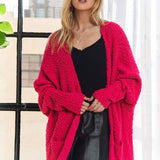 Women Popcorn Knit Sweater Cardigan