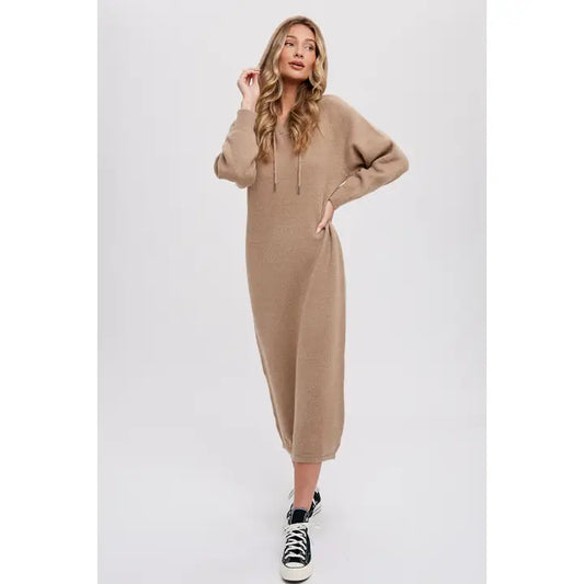 Women Long Sleeve Hoodie Maxi Dress