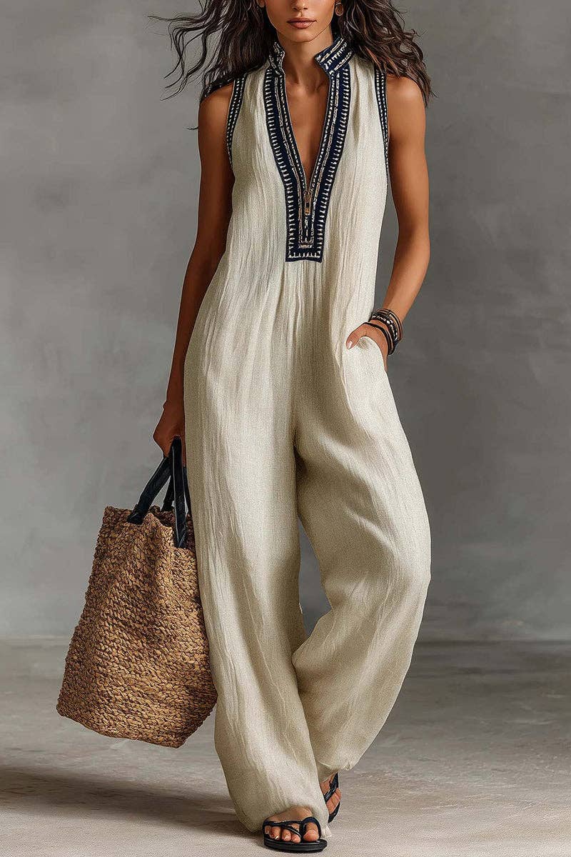 Collar Sleeveless Jumpsuit