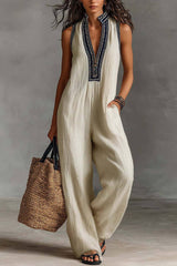 Collar Sleeveless Jumpsuit
