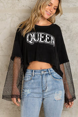 Women Long Sleeve Top Queen by Pol Clothing