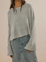 Women Slouchy Flare Sleeve Knit Sweater