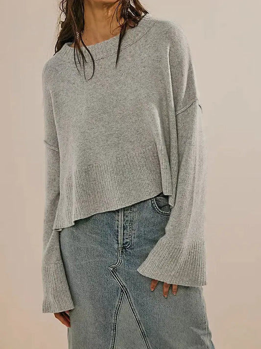 Women Slouchy Flare Sleeve Knit Sweater
