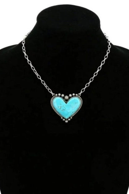 Women turquoise Heart Stone Necklace