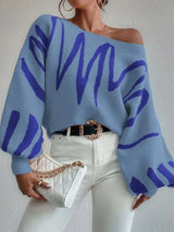 Women Ballon Sleeve Design Sweater
