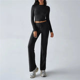 Women Long Sleeve Top and belted long pant