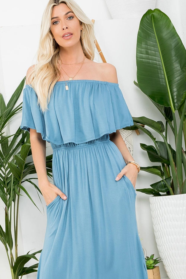 Women Maxi Dress Jersey Off the Shoulder By Sweet Lovely by Jen