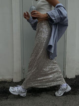 Women Sequin Maxi Skirt