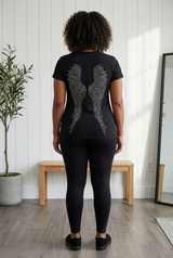Women Tees Amazing Rhinestone Wings !