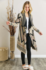 Women Sweater Aztec MULTI COLOR AZTEC SWEATER CARDIGAN: BEIGE