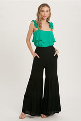 Women tiered ruffle high waisted wide-leg pant by Bluivy