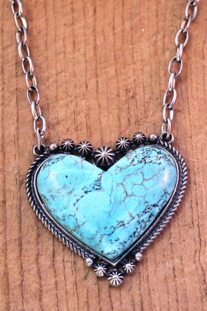 Women turquoise Heart Stone Necklace