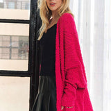Women Popcorn Knit Sweater Cardigan