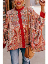 Women Baroque Paisley Boxy Over Sized Shirt