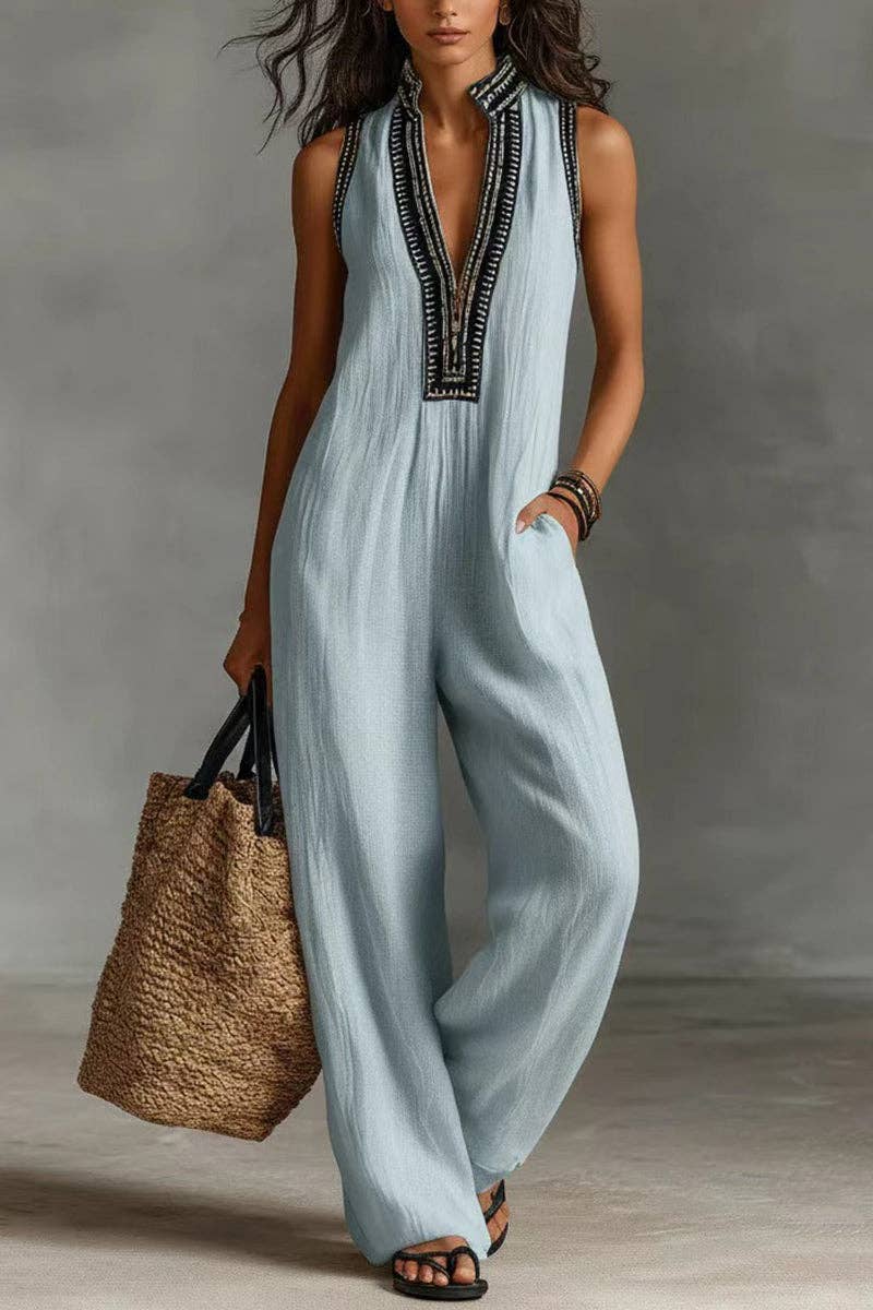 Collar Sleeveless Jumpsuit