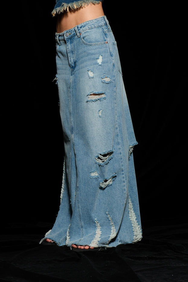 Junior Denim Maxi Skirt