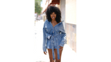 Women denim Shirt Tunic Dress By A Fuly Cat