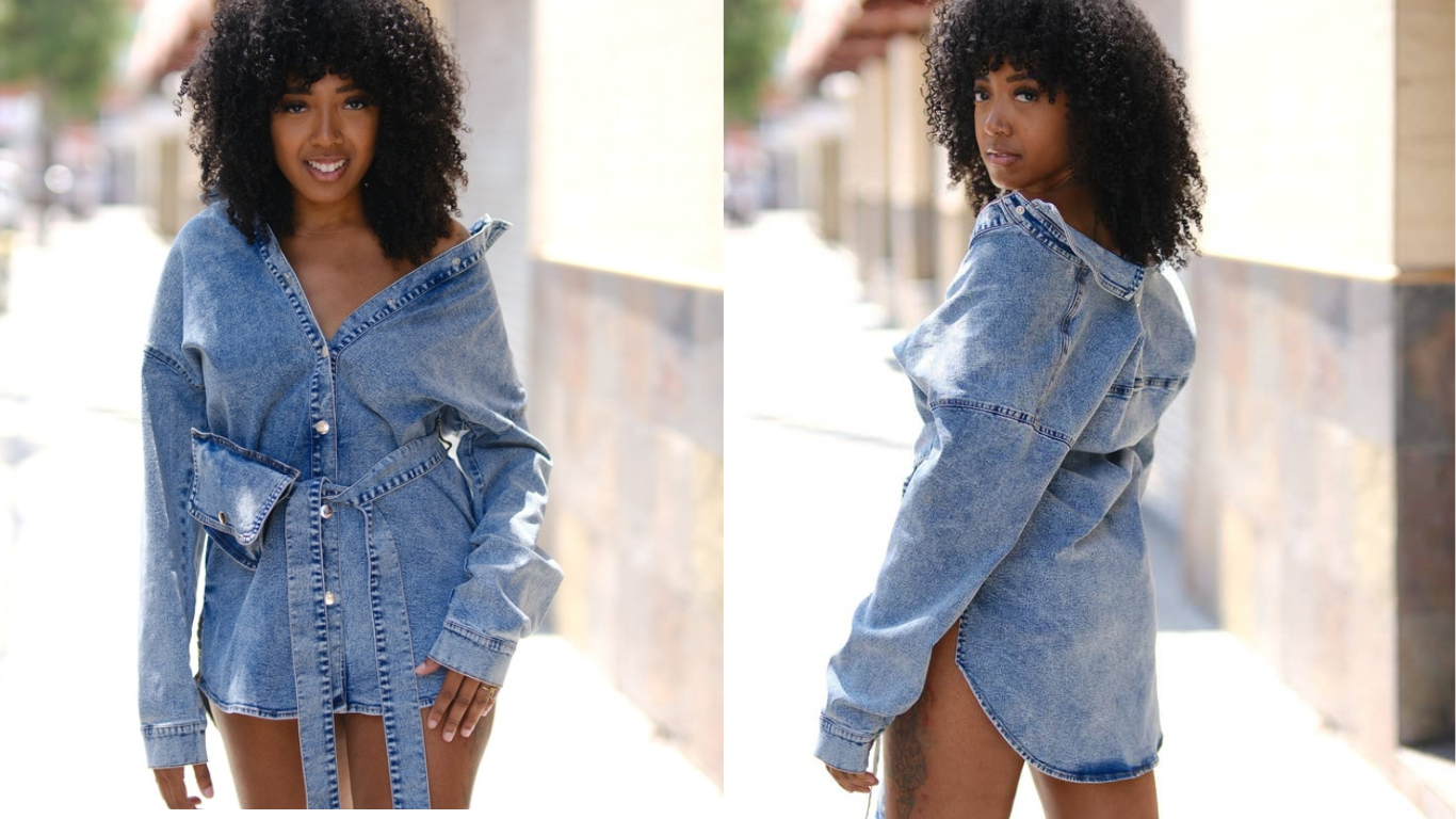Women denim Shirt Tunic Dress By A Fuly Cat