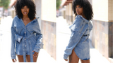 Women denim Shirt Tunic Dress By A Fuly Cat