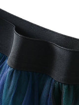 Green Blue Contrast TuTu A-Line Gauze Skirts: BLUE GREEN