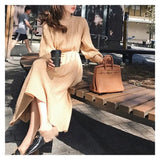 Women Solid Color Twist Knit Sweater Dress