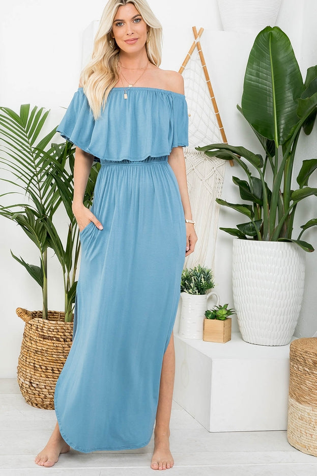 Women Maxi Dress Jersey Off the Shoulder By Sweet Lovely by Jen