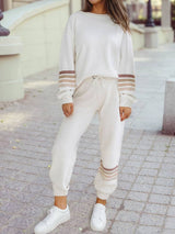 Women Round Neck Pullover and Jogger 2 Piece Pant Set Active Outfit