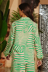 Women Blouse Geometric Print Long Sleeve Shirt  By Bucketlist