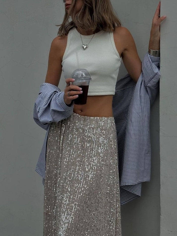 Women Sequin Maxi Skirt