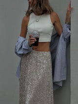 Women Sequin Maxi Skirt