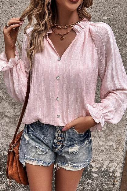 Women Pull Over Petite Shirred Neck Loose Fit Blouse