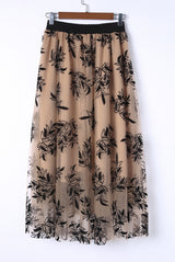 Women Skirt Floral Leaves Embroidered High Waist Skirt By Lovesoft