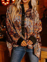 Women Baroque Paisley Boxy Over Sized Shirt