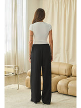 Women French Terry Sweatpants Wide Leg with Grommet Detail Pant