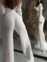 Women Cut Out High Waist Trouser Knit Set