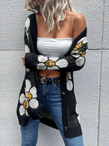 Women Medium Length Floral Sweater