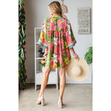 Women Dress Tunic Floral Print with Real Embroidery By Veveret