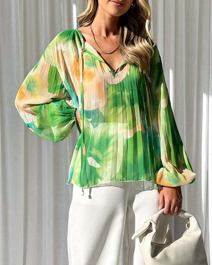 Women Print Long Sleeve Shirt Blouse