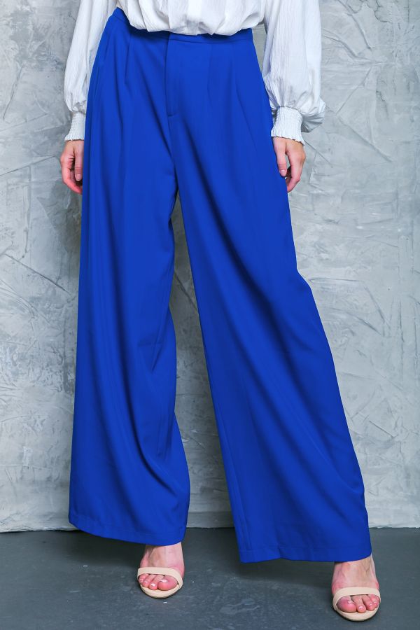 Women Wide Leg Pant Solid Woven