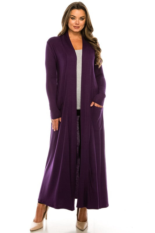 Women Sweater Maxi Cardigan with Pockets, By Lime all the Time