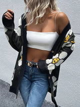 Women Medium Length Floral Sweater