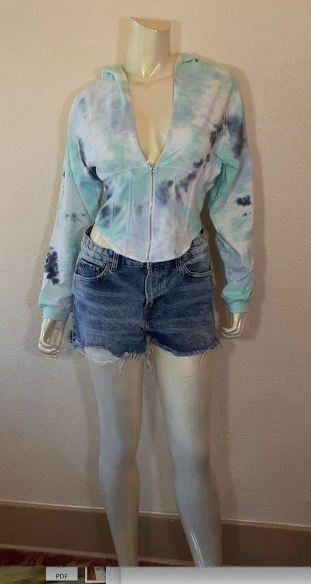Women/Junior Zip Up Hoodie Tie Dye