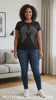 Women Short Sleeve Rhinestone Wings/Heart T Shirt By Bling Bling U Sparkle Girl