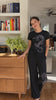 Rhinestone Dragon Drawstring Pant and Rhinestone Dragon Short Sleeve T Shirt 2 piece Set
