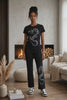 Rhinestone Dragon Drawstring Pant and Rhinestone Dragon Short Sleeve T Shirt 2 piece Set