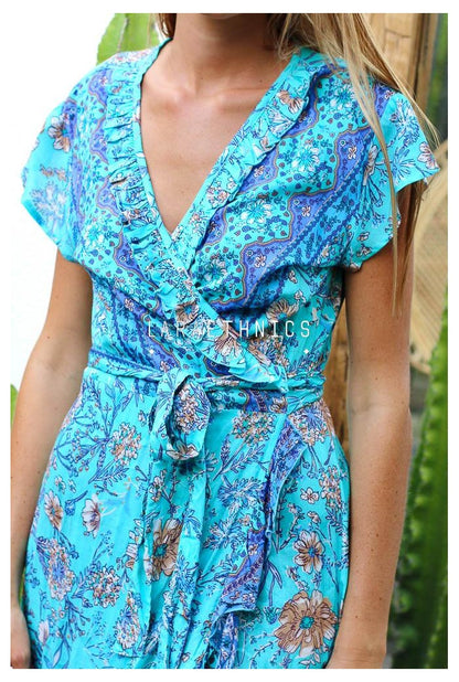 Women Wrap Dress Shaina Camelia Boho Short Sleeve