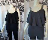 Women Sleeveless Top Flounce front /Stripe straps