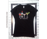 Women Short Sleeve T Shirt -Rhinestone Cocktail Therapy - By Bling Bling U Sparkle Girl
