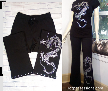 Women Pant Rhinestone Dragon Pant By Bling Bling U Sparkle Girl